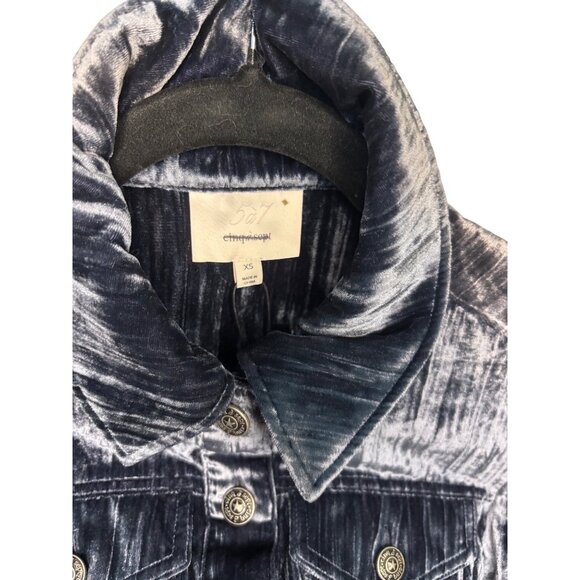 Cinq à Sept Dillon Cropped Crushed Velvet Jacket – Slate Gray Blue XS NEW - Picture 15 of 16